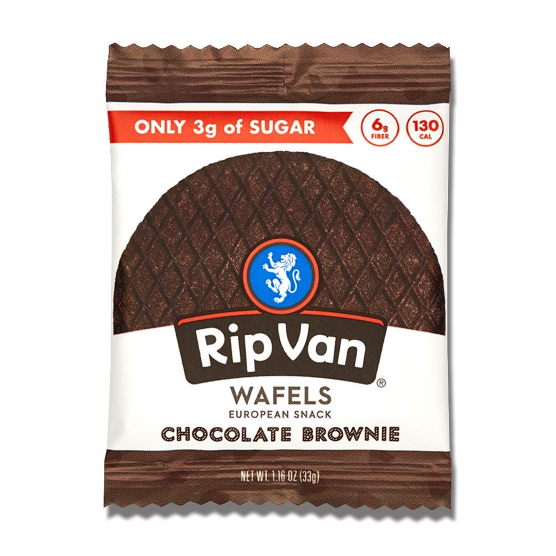 Rip Van WafelsChocolate Brownie Stroopwafels - Healthy Snacks - Non GMO Snack - Keto Friendly - Office Snacks - Low Sugar (3g) - Low Calorie Snack - 48 Count (Pack of 1)