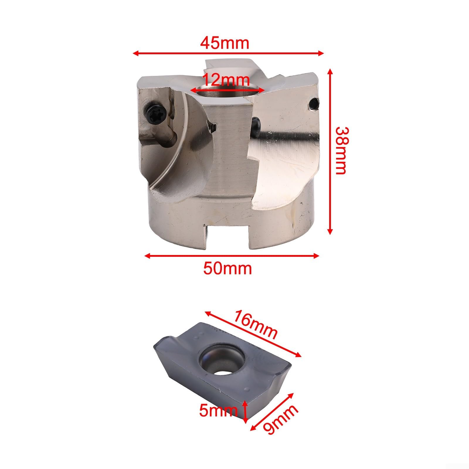 Fresa CNC indexable de 5 flautas BAP400R5022 50mm con 10pcs insertos de carburo APMT1604 para tareas de procesamiento de acero de 20 a 30 grados
