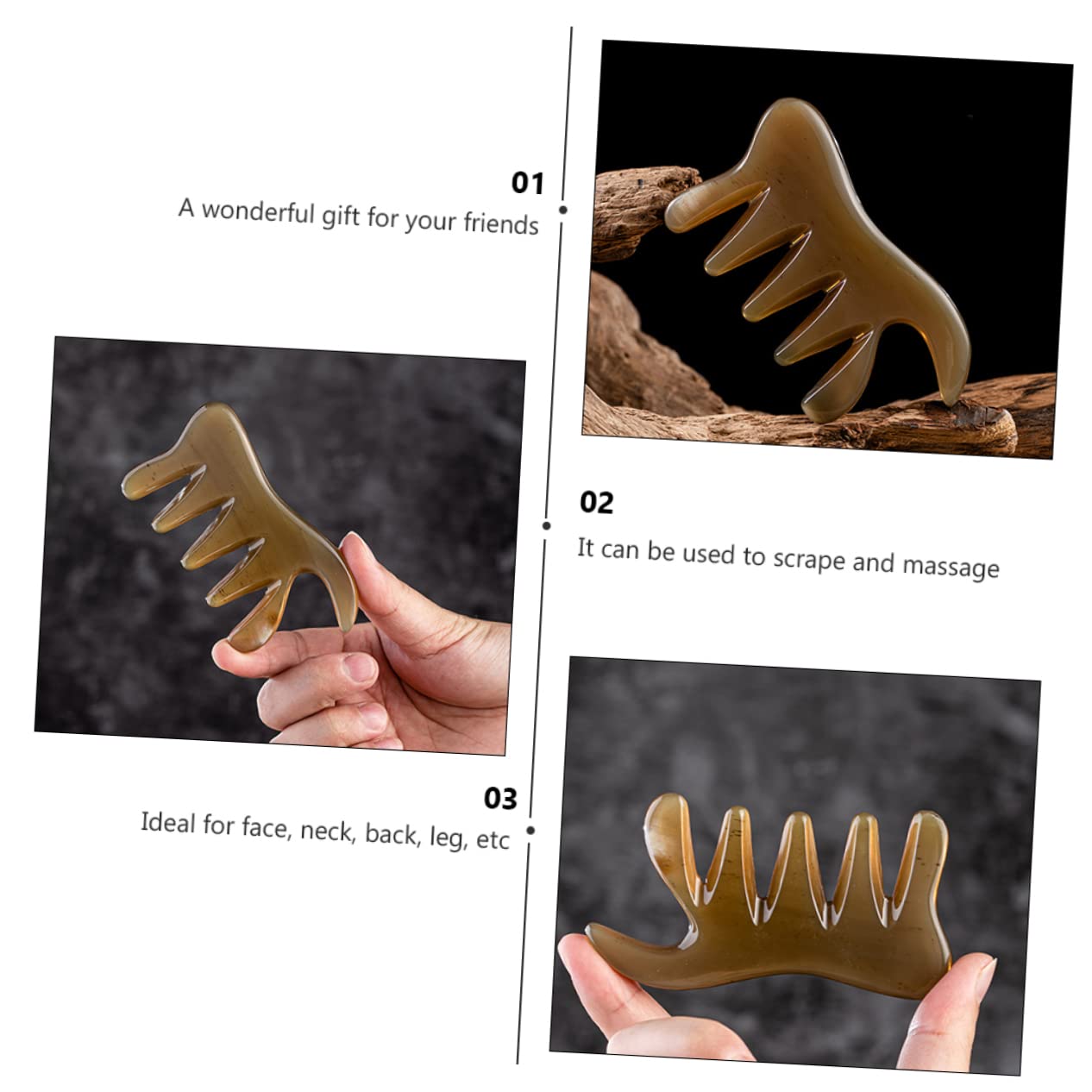 Healeved 2pezzi Comb Massaggiatore Per Capelluto e Strumento Guasha Per Relax e Circolazione e