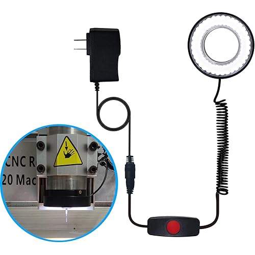 Spindle Light for CNC Milling Machine, 55MM Magnetic Brightness Adjuatable Ring light for Spindle Motor, Vertical Light Source Without Shadow LED Magnetic Work Light for CNC Carving