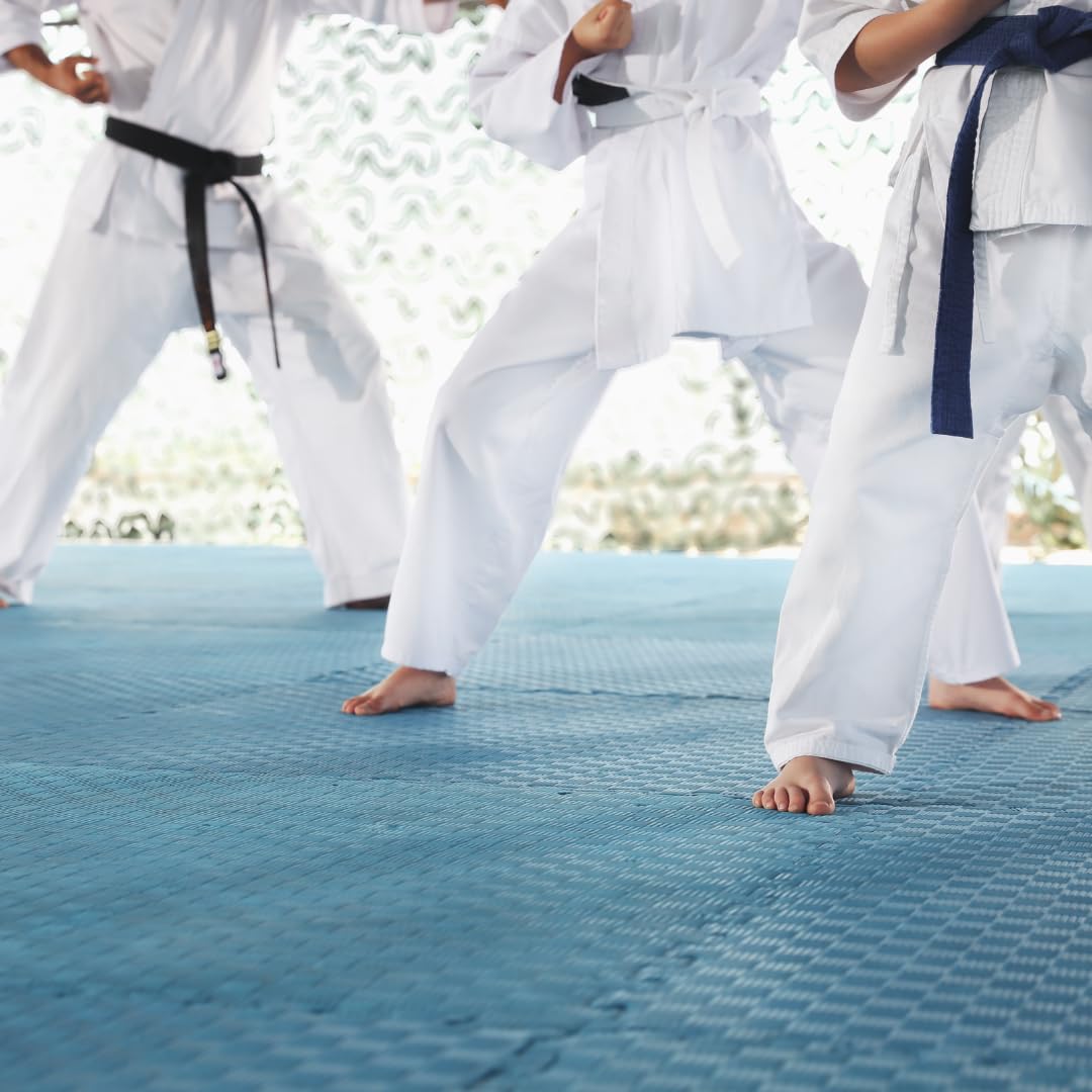 Tapis de gym Tatami 4 Pack 100 x 100 x 2 cm Eva Sol anti-traumatisme rouge/bleu