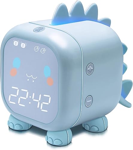 Reloj despertador para niños con dinosaurio, reloj despertador digital para dormitorio de niños, bonito reloj de noche para niños, aprendiz de sueño