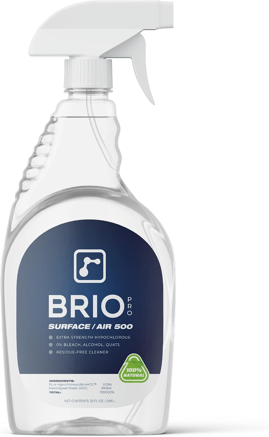 BrioPro Surface / Air 500, Extra Strength Pure Hypochlorous, 500PPM HOCl for ULV Foggers, Sprayers & Humidifiers, Professional Cleaner Deodorizer, Peroxide Free, Non-Toxic, Dental, Offices, Schools, Homes, Earth Friendly by BRIOTECH