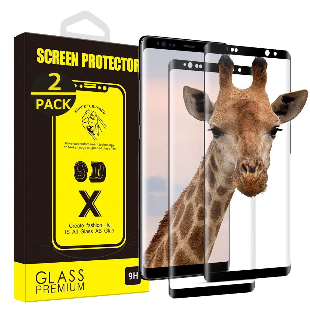 [2-Pack] Yoyamo Gl09 Tempered Glass Screen Protector for Samsung Galaxy Note 9, Full Screen Coverag, Black