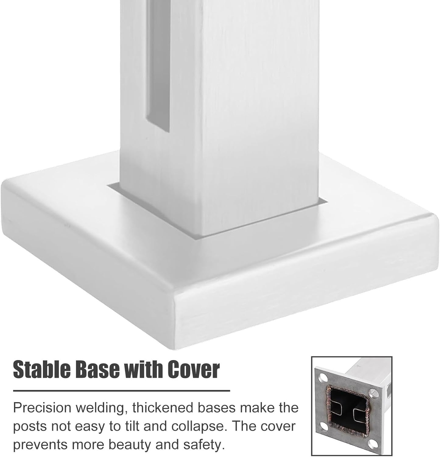 Paletti per ringhiera per scale in acciaio inossidabile resistente con pannelli in vetro bianco, 125 cm, per interni ed esterni, per giardino, patio, piscina e scale, elegante e sicuro