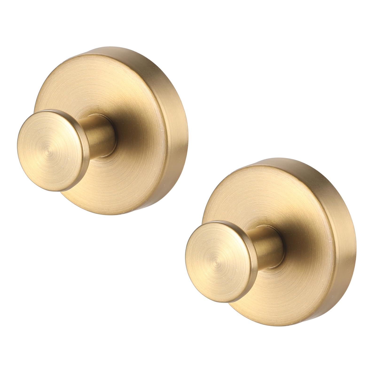 Techchii Gold 2 Pcs Suction Hooks For Bathroom, Stainless Shower Sucker Hooks Self Adhesive Shower Towel Hook Waterproof Suction Cup Hook For Bathroom Kitchen, No-Drill (Gold)