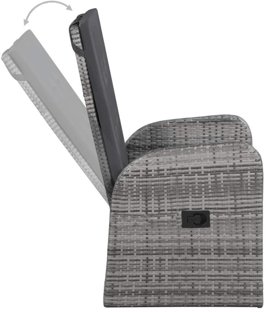 (Fast Shipments)Patio Single Sofa Chair, Adjustable All Weather Outdoor Chair Seating Patio Furniture,fo Porch, Garden, Backyard, Pool Reclining Garden Chairs 2 pcs with Cushions Poly Rattan Gray