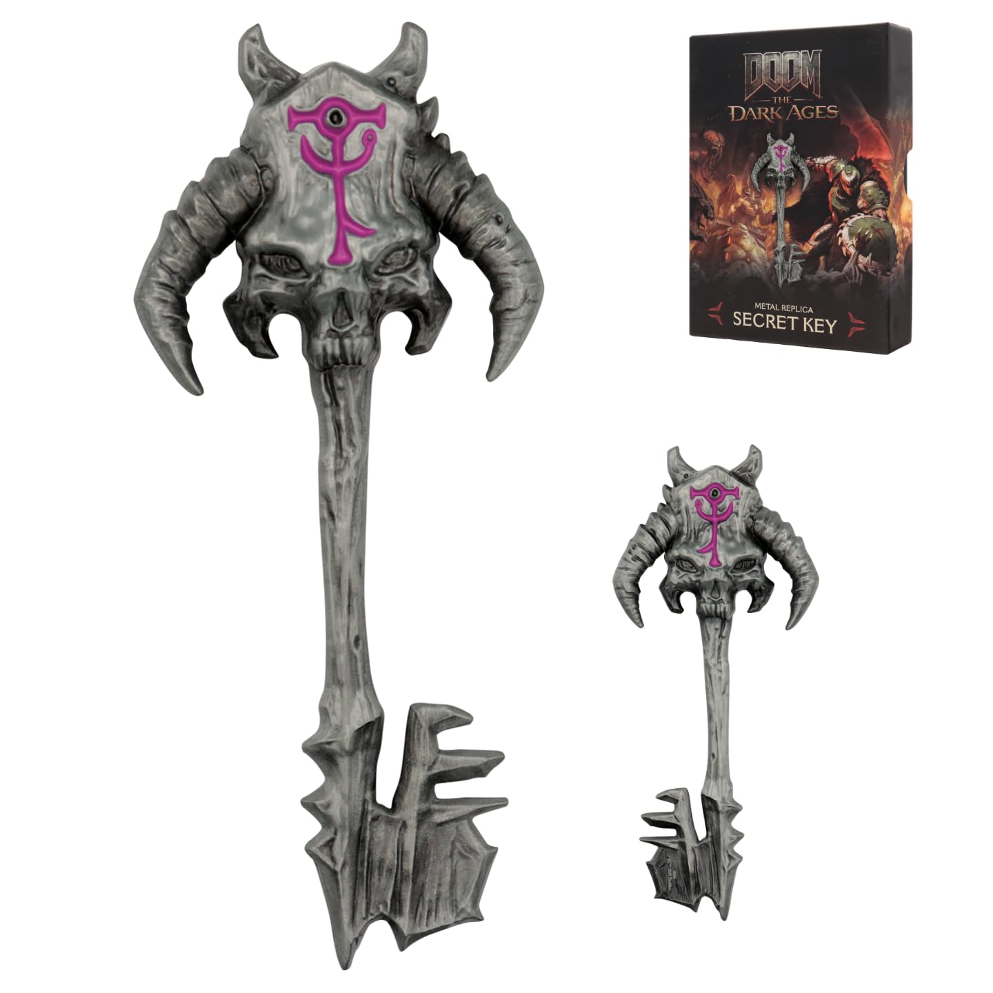 FaNaTtik DOOM: The Dark Ages Replica Metal Secret Key – Limited Edition (5000 worldwide), Official Merchandise, Antique Silver Colouring