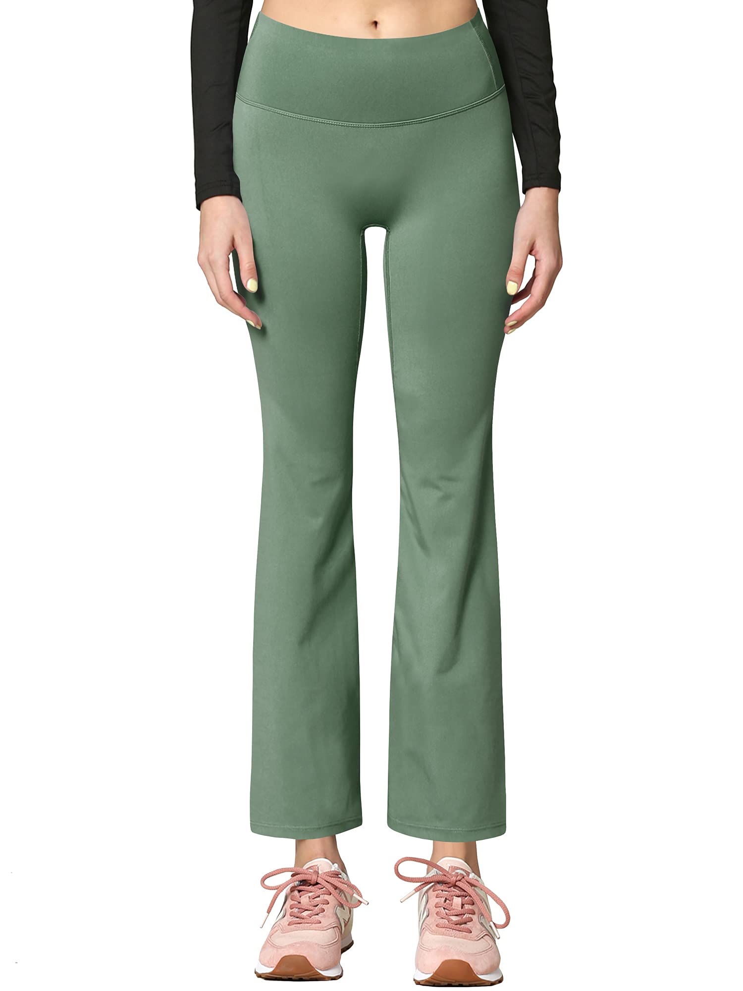 Active Queens Peached Seamless Front & Side Leggings with Inner Pocket Ankle Boot Cut Yoga Pants