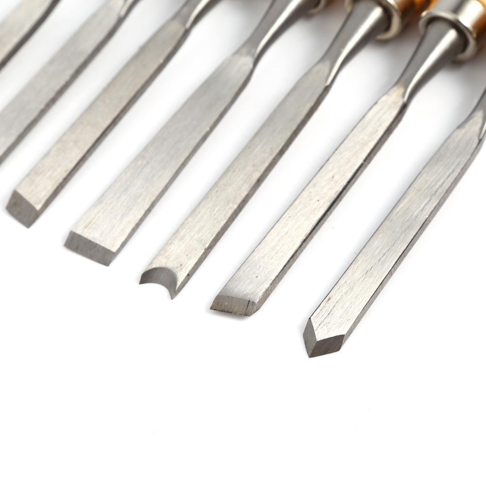 Stechbeitel Set für Holz, 12PCS Stemmeisen Holz Schnitzwerkzeug für Holz Holzmeiselset für Holzarbeiten mit Holzgriffen für Tischler Schnitzer Künstler