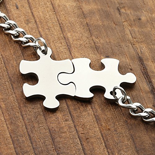 Jovivi Personalized Custom Stainless Steel Puzzle Couple Necklace/Keychain Jewelry Set Best Friend Lover Gift4