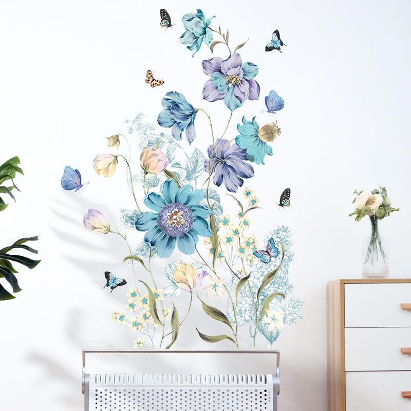 Sticker Mural Pivoine Vintage 44x42cm - PVC Amovible, Décoration Chambre, Salon, Bureau