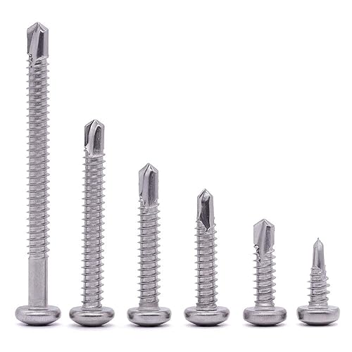 Miniatura 5 de Tornillos autoperforantes #12 x 1 pulgada, 410 tornillos de chapa de acero inoxidable, Phillips Drive, tornillos autorroscantes de cabeza redonda,