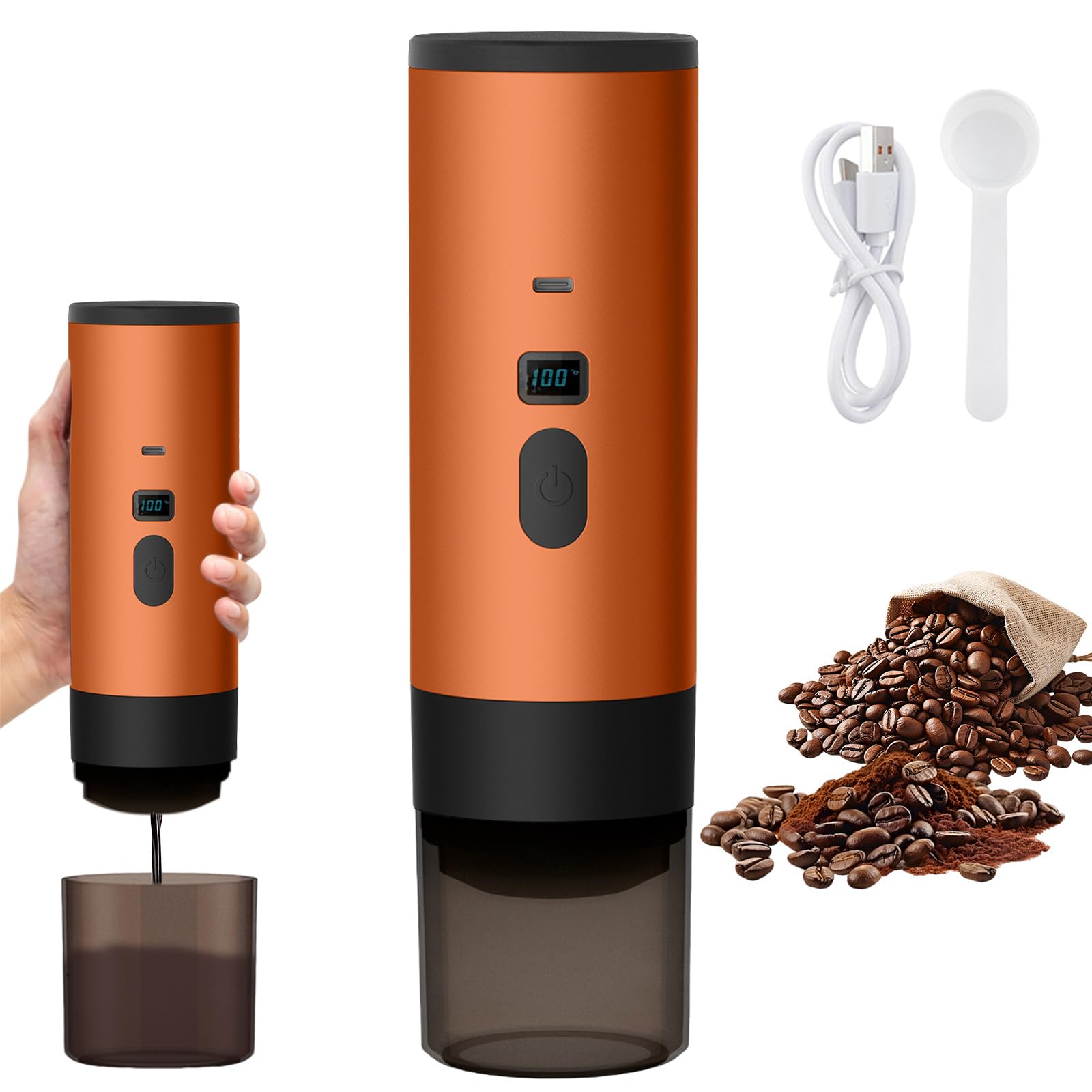 Produktbild von Tragbare Kaffeemaschine Für Auto & Zuhause Espressomaschine Elektrische Kapselkaffeepulver Dual Use 88061595