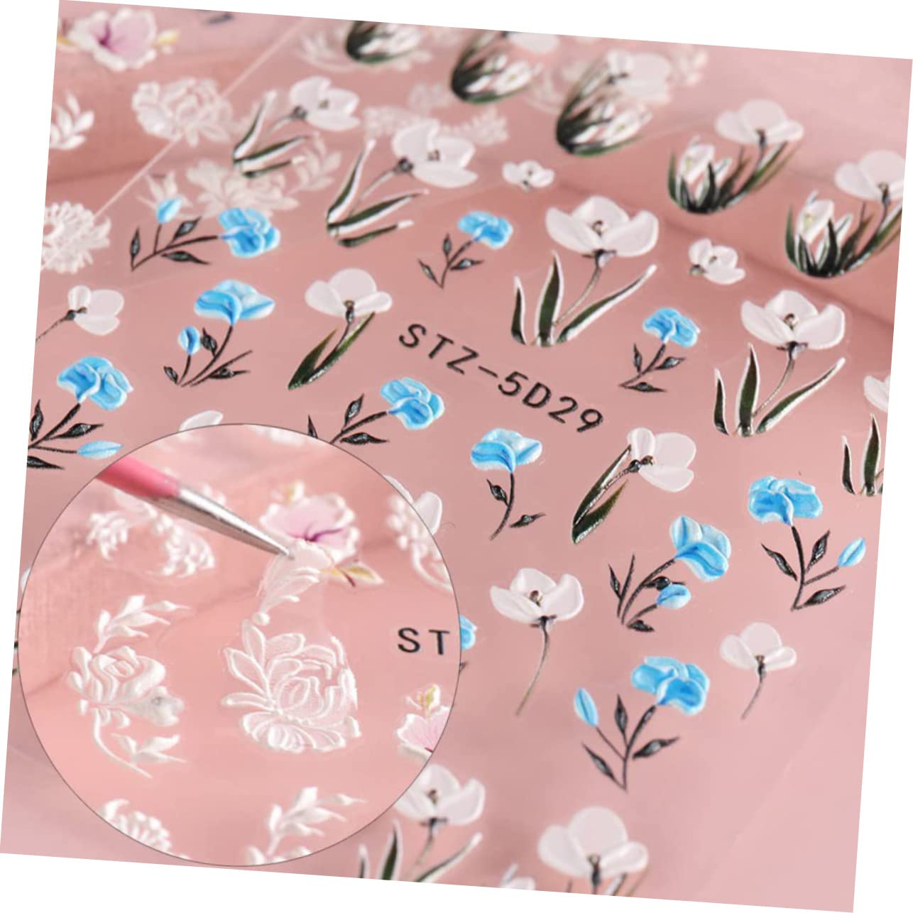 Beavorty 24hojas Pegatinas De Uñas Diseño Floral Decoración Para De Uñas Autoadhesivas y Fáciles De Aplicar Para Mujeres y