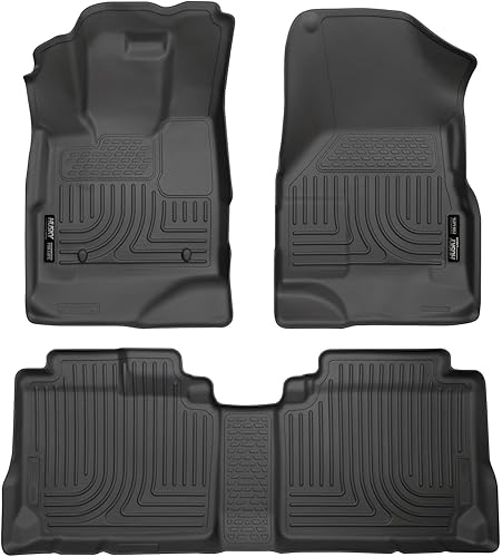 Husky Liners Weatherbeater Alfombrillas de suelo  Se adapta a Chevrolet Equinox y GMC Terrain 2010-2017  Delantera y 2da fila, 3 piezas, color negro