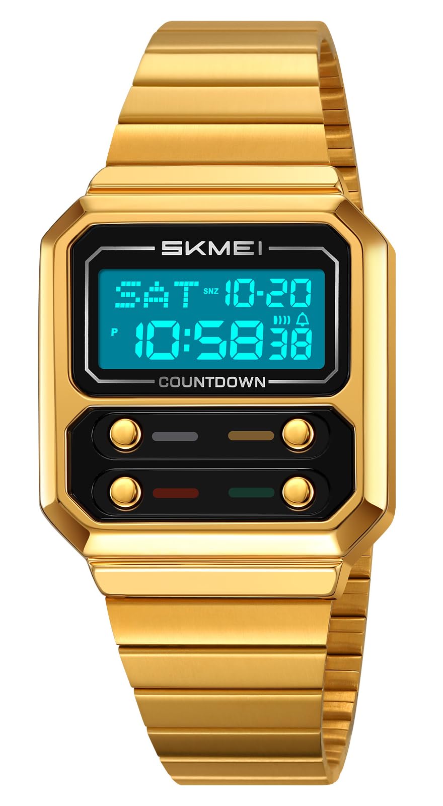 Gosasa Reloj digital retro cuadrado de acero inoxidable para hombre