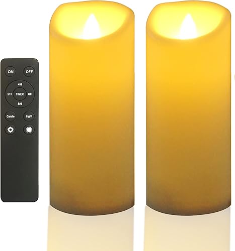 Velas parpadeantes sin llama con control remoto y temporizador, velas LED falsas eléctricas realistas que funcionan con pilas en blanco crema, velas