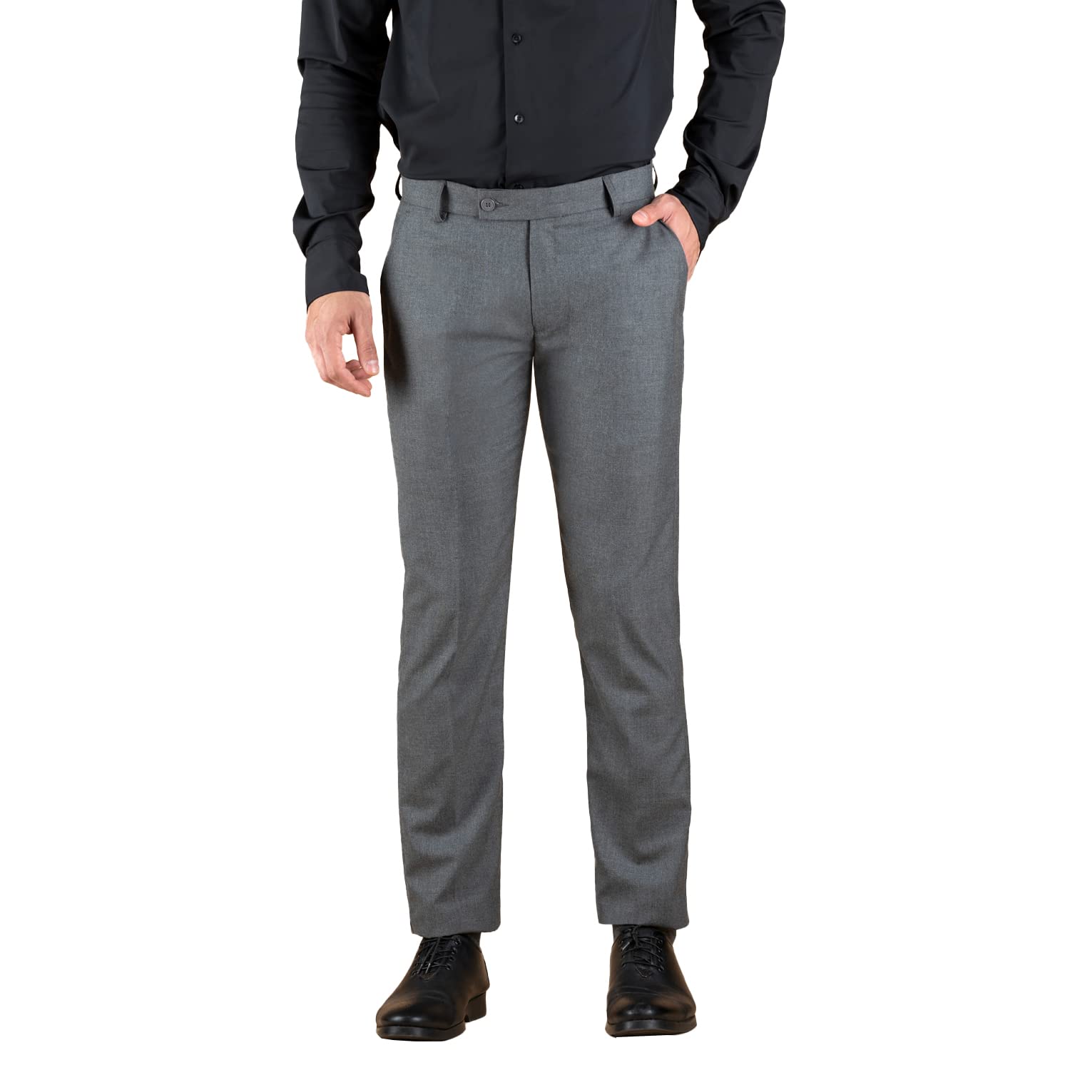 dennis lingo Men's Slim Fit Checked Formal Trousers-picture-34