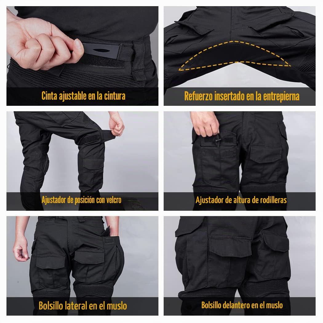 IDOGEAR Pantalones de Combate G3 Pantalones Tácticos para Hombre con Rodilleras para Caza, Tiro, Pantalones Militares de Carga al Aire Libre