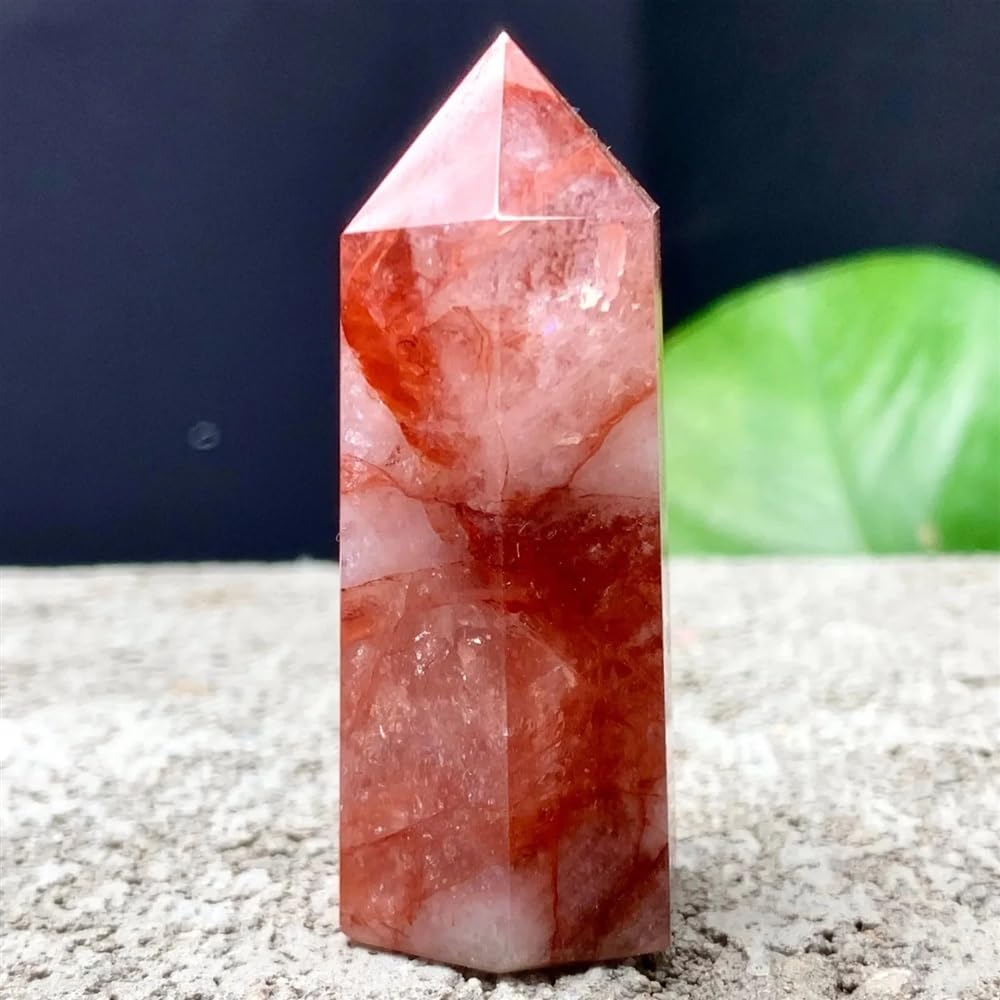 KJEBVHIRS Decorative Ornaments Red Glue Flower Crystal Single tip Point Wand Crystal Column Obelisk (Size : 700-800g)