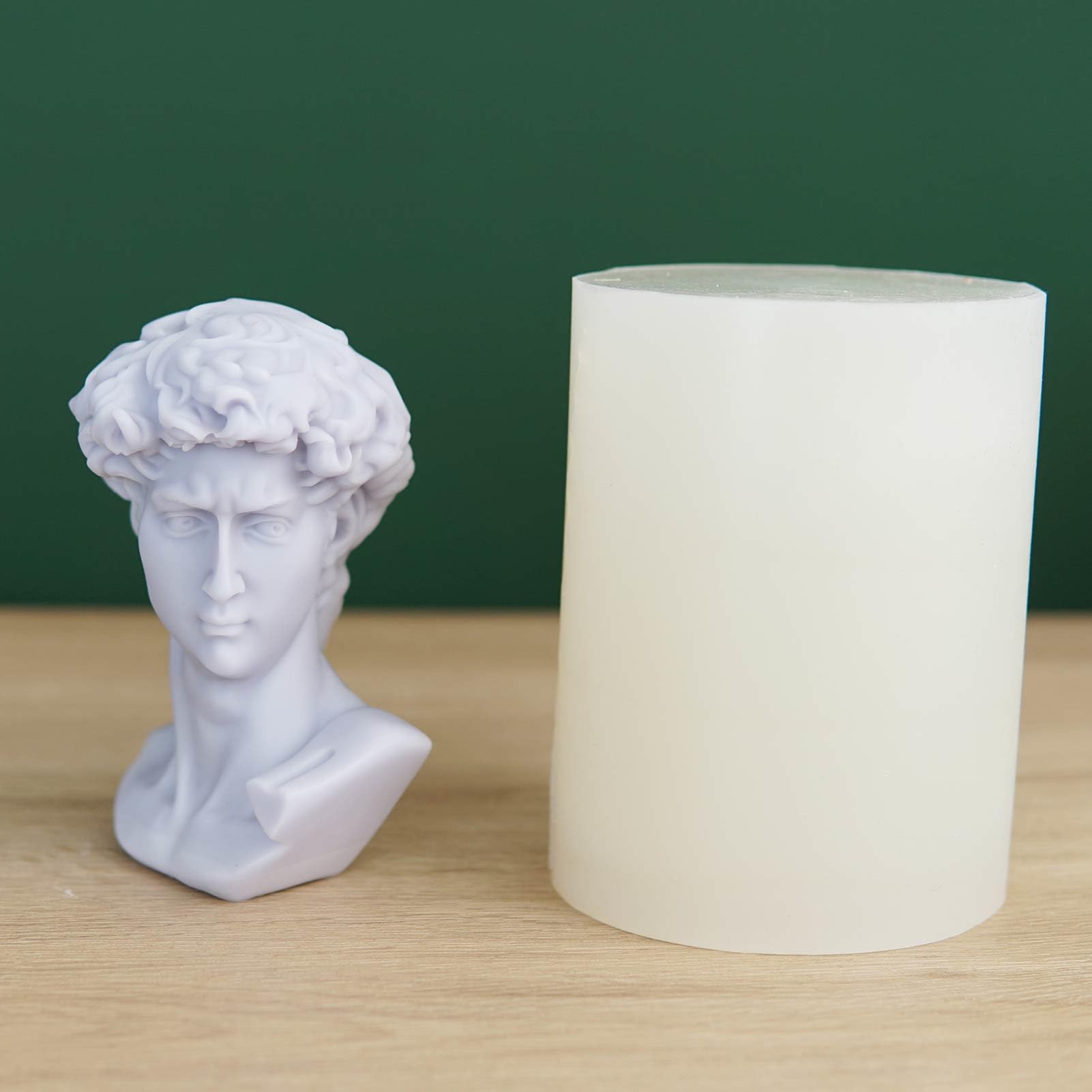 David - Stampaggio in silicone 3D da 15,7 x 11,7 x 11,7 cm | stampo flessibile per alimenti, design durevole che non si strappa, cilindro candela stampo dessert gelatina helad