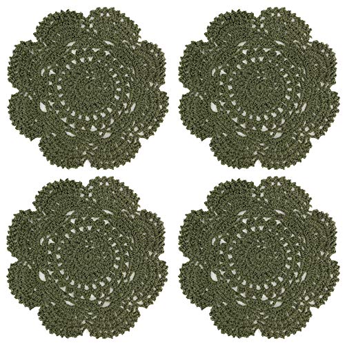 Phantomon 8 Inch Doilies Crochet Round Lace Doily Handmade Placemats 100% Cotton Crocheted Coasters, Pack of 4 (Green) by Phantomon - Used condition - US$8.90