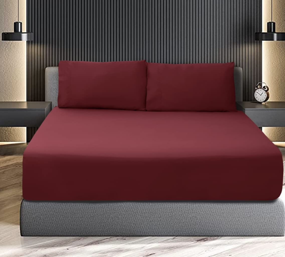 Firdous Bed Sheet Queen Size Soft Microfiber Bed Sheets Set Wrinkle Free Super Queen Sheet 3 PCs Luxury Fitted Sheet Set 1 Fitted Sheet 16” Deep Pockets 2 Pillowcases Soft And Skin Friendly