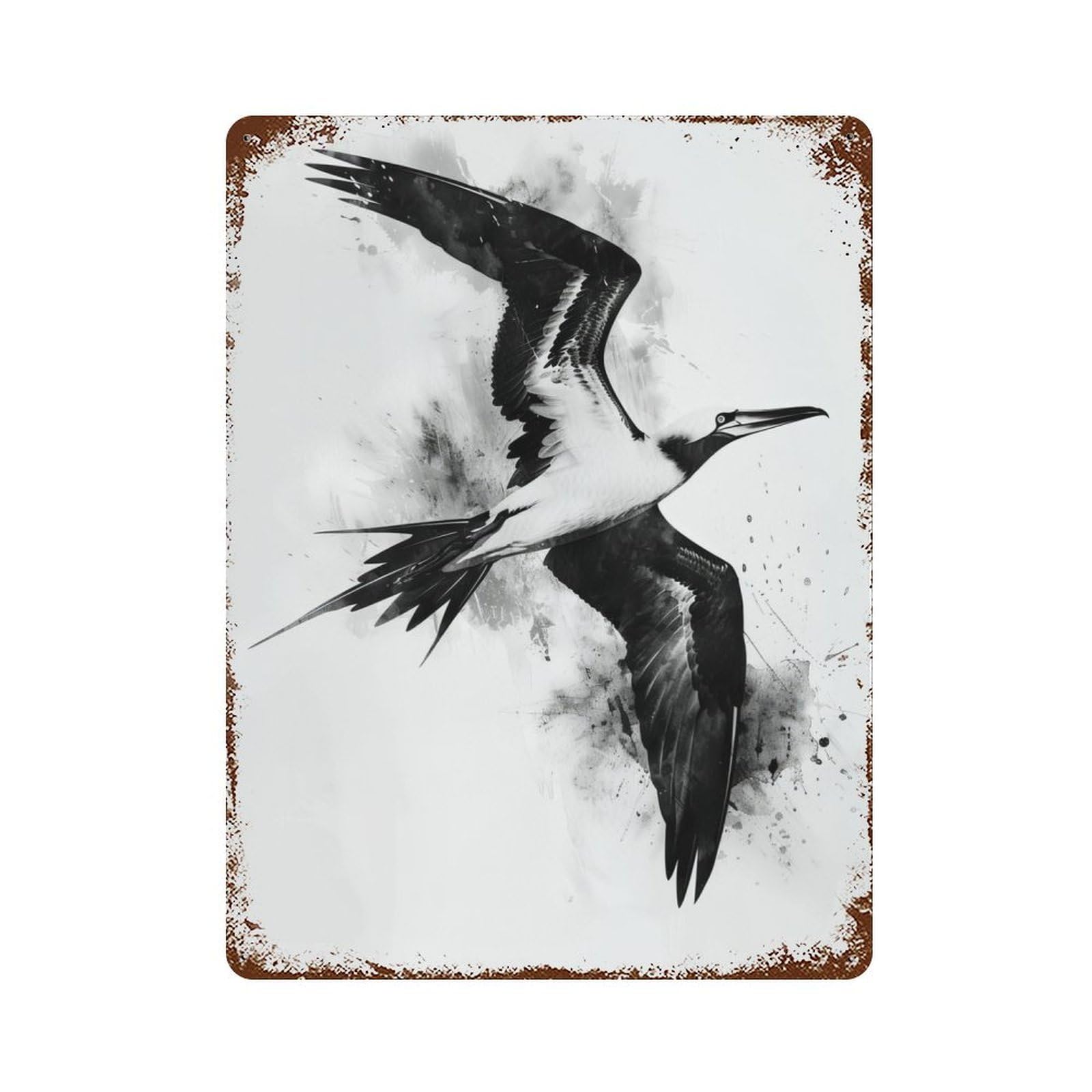 Frigate Bird Watercolor 15.7"x11.8" Vintage Rust Metal Sign, Shabby Chic Decor for Garage, Bar And Workshop Decor