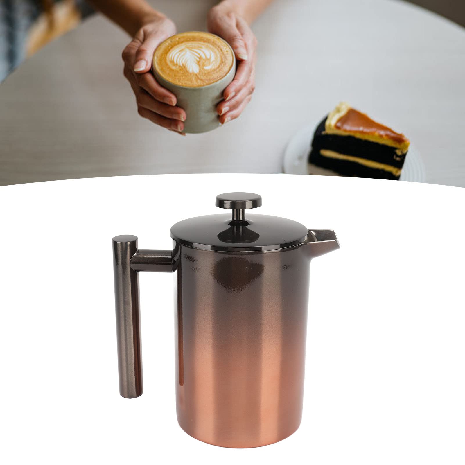 Cafetera De Prensa Francesa, Prensa De Café Con Aislamiento De Acero Inoxidable 304, Cafetera De Prensa Francesa Con Filtro Rampa De Gradiente De Acero Inoxidable De Doble Capa(800ML)