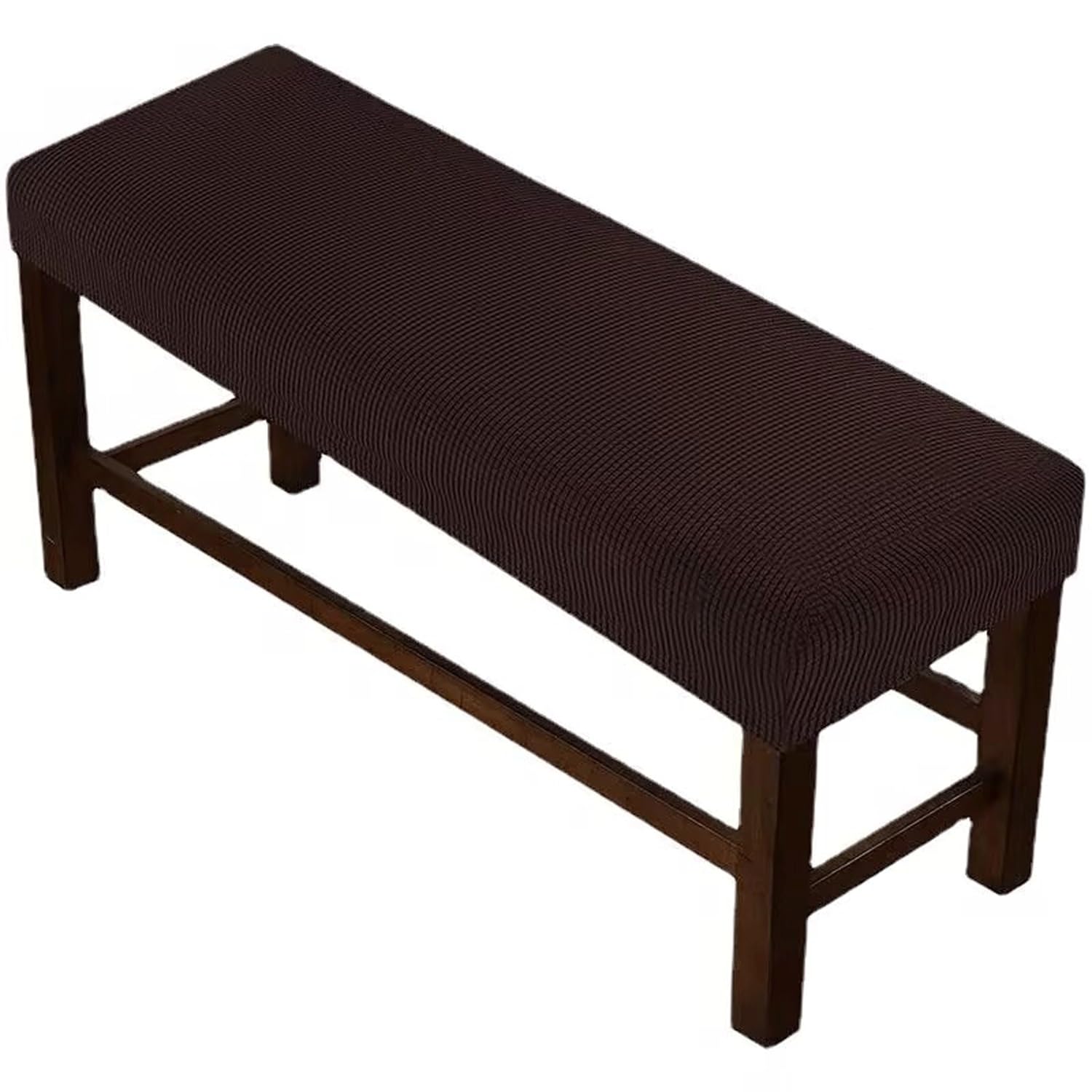 VEAI Bench Cushion Covers Indoor 120 175cm 150cm, Ottoman Cover Rectangle with Elastic Bottom, Pouffe Cover Rectangle Soft Slipcover for Living Room and Kitchen(Dark brown,160-180cm)