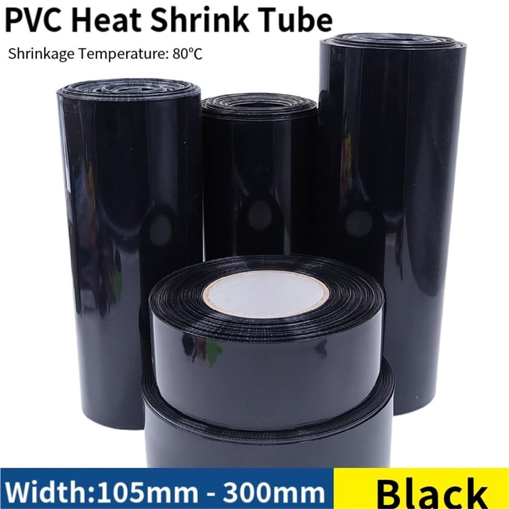 Guaina termorestringente impermeabile, Tubo termoretraibile in PVC Protezione cavo nero Dimensioni multiple(180MM*8METERS)