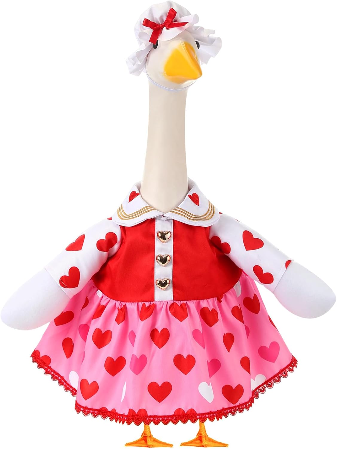 FuWeave Mother's Day Goose Outfit Lawn Porch Geese Clothes Hearts Goose Outfit for 23" Geese Outdoor Patio Yard Lawn Art Party Decoration(Gnome)