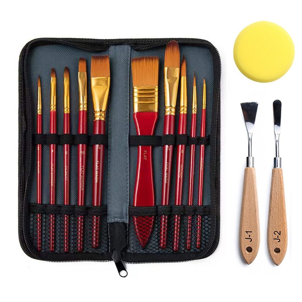 Bolsa de Almacenamiento con Esponja para Relleno de Lienzo para Pintura al óleo, 13 Pinceles de Forma Especial, D-13 Piezas,D-13 pcs