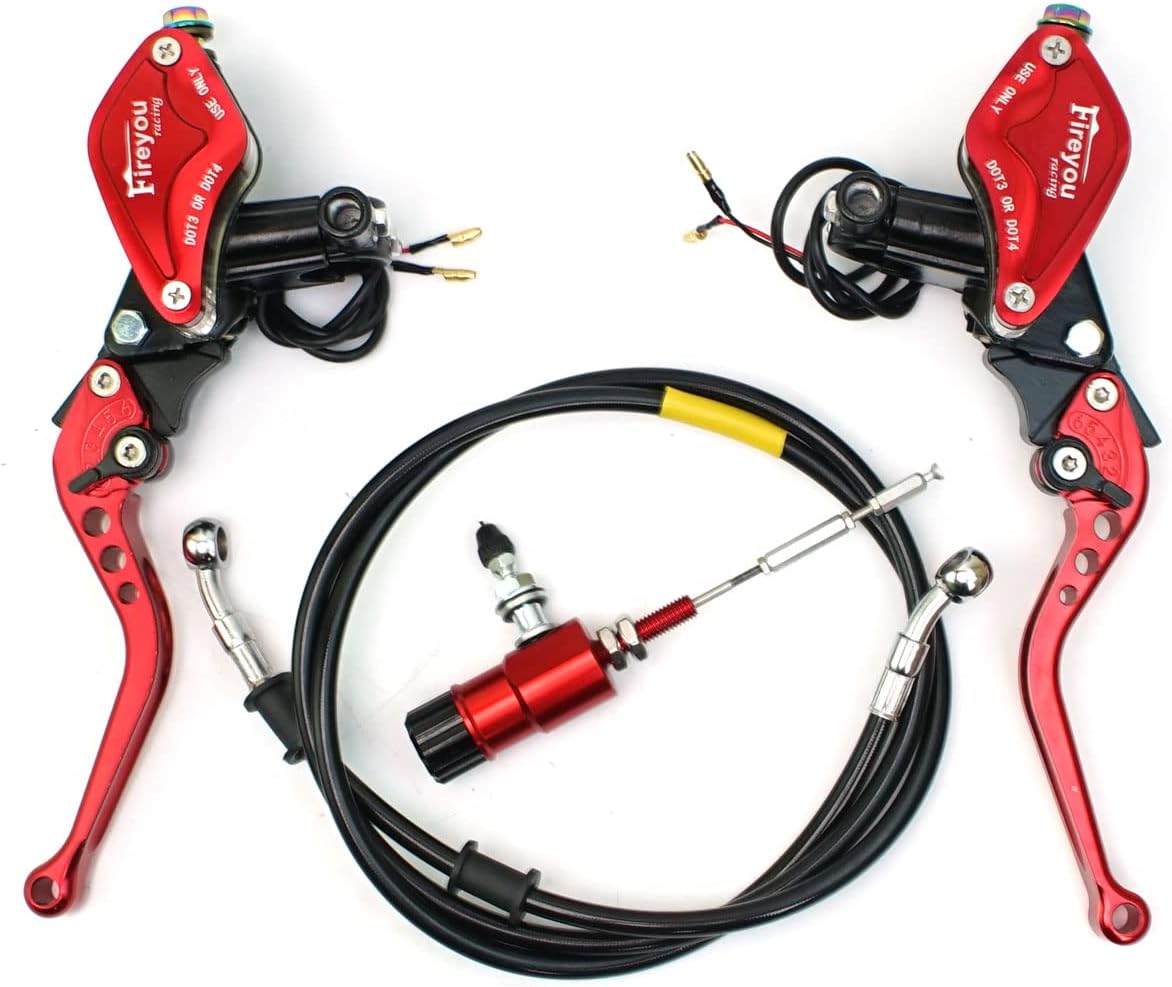 7/8" 22mm Motorcycle Hydraulic Clutch Brake Master Cylinder Reservoir Brake Hose CNC Levers Kit Compatible with Dirt Bike Sport Bike Scooter Pit Bike ATV Universal (Black)