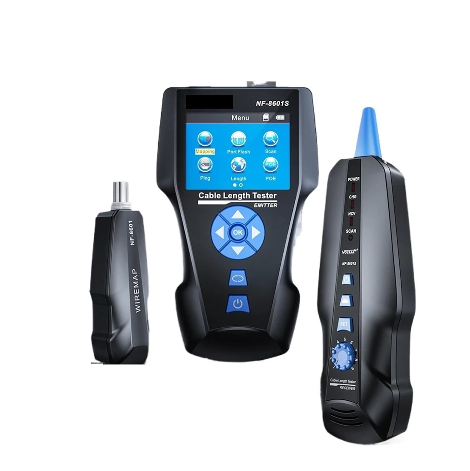 Tester per cavi di rete, Tester Per Cavi Di Rete, TDR Multifunzione Con Tensione PoE/PING/porta, Strumento Diagnosi, Rilevatore Tracciamento Della Mappatura Dei,per cavo di rete