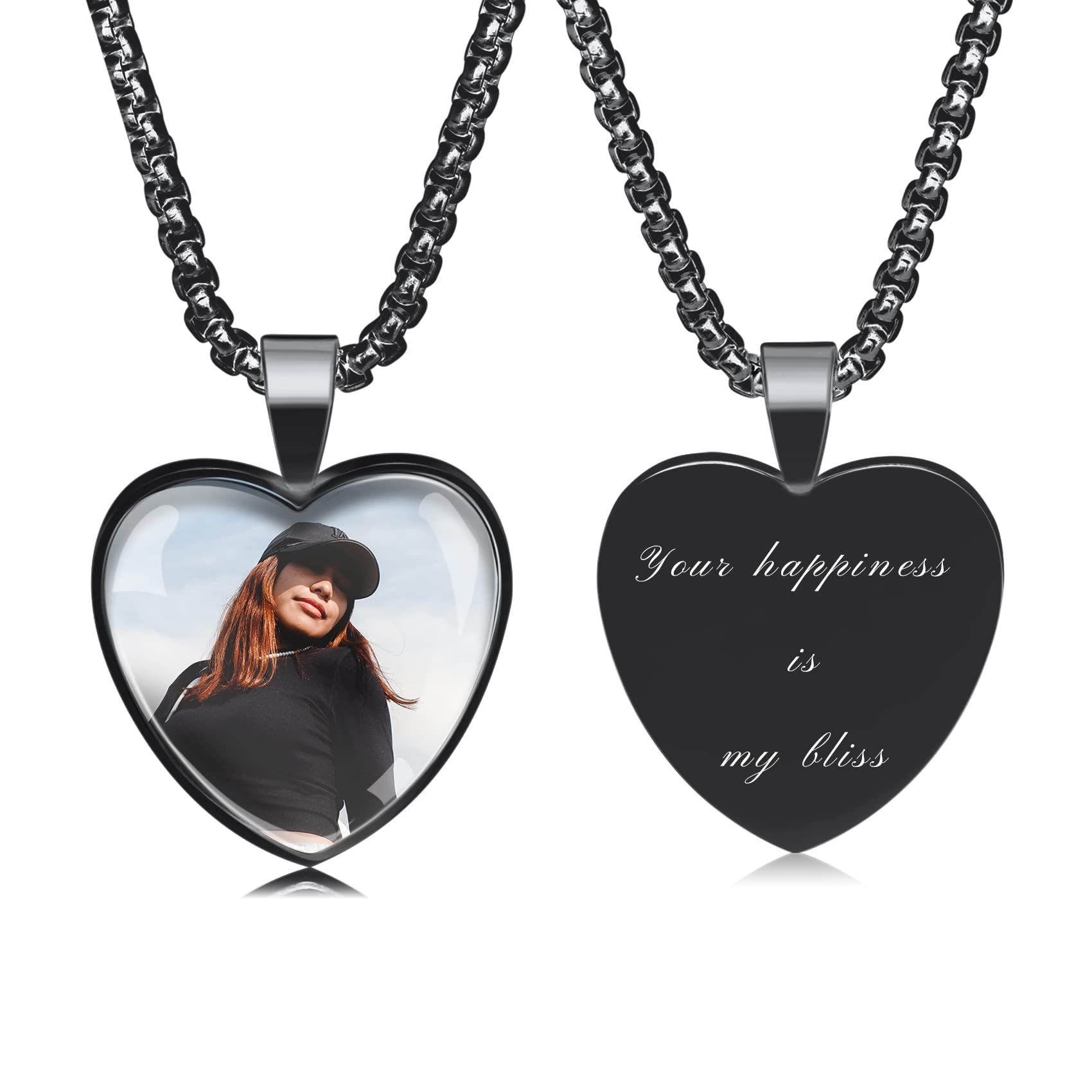 MunkiMixCollar con Colgante de Corazón Personalizado Collar de Texto con Foto Conmemorativa Personalizada Regalos Personalizados para Mujeres y Hombres