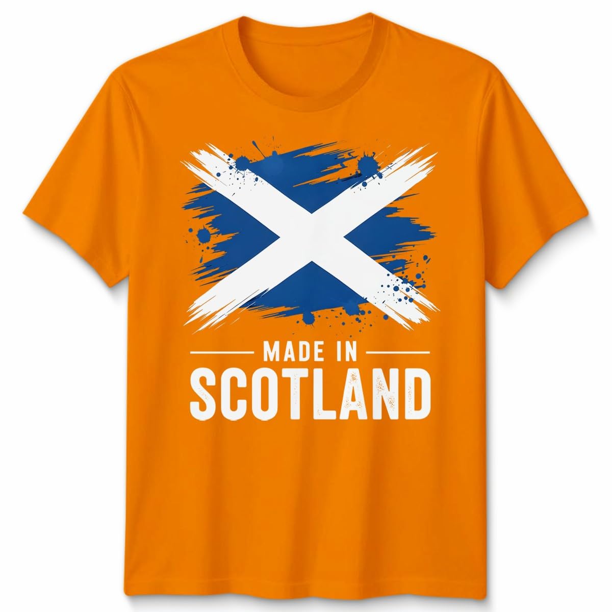 Made in Scotland Unisex T Shirt Scottish Flag Tee Football Rugby Fan Patriot Top Unisex M Orange
