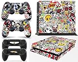 giZmoZ n gadgetZ Adesivo Vinal para console PS4 STICKERBOMB + conjunto de 2 películas de controle