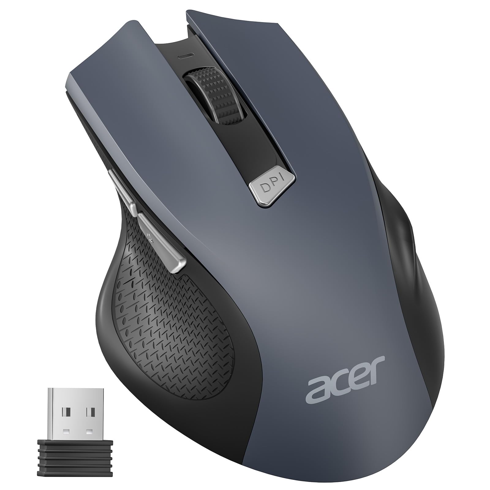Acer Wireless Mouse for Laptop, 2.4GHz Computer Mouse Wireless with USB Receiver, Portable Cordless Mice, 3 Adjustable DPI Ergonomic USB Mice, 6 Button Compatible with MacBook Pro Air, Chromebook, etc