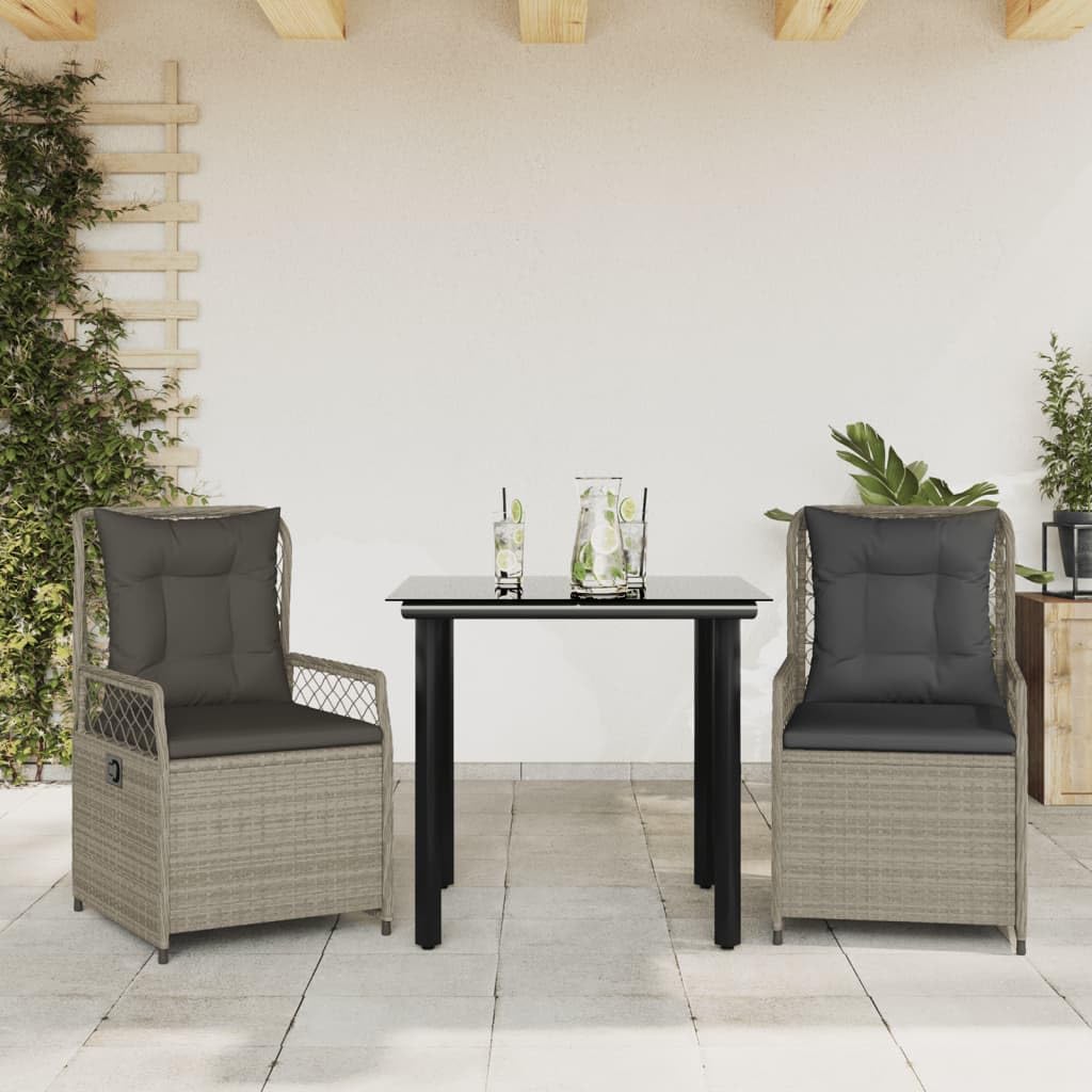 Salon de jardin 3 pièces rotin synthétique ensemble repas extérieur résistant gris
