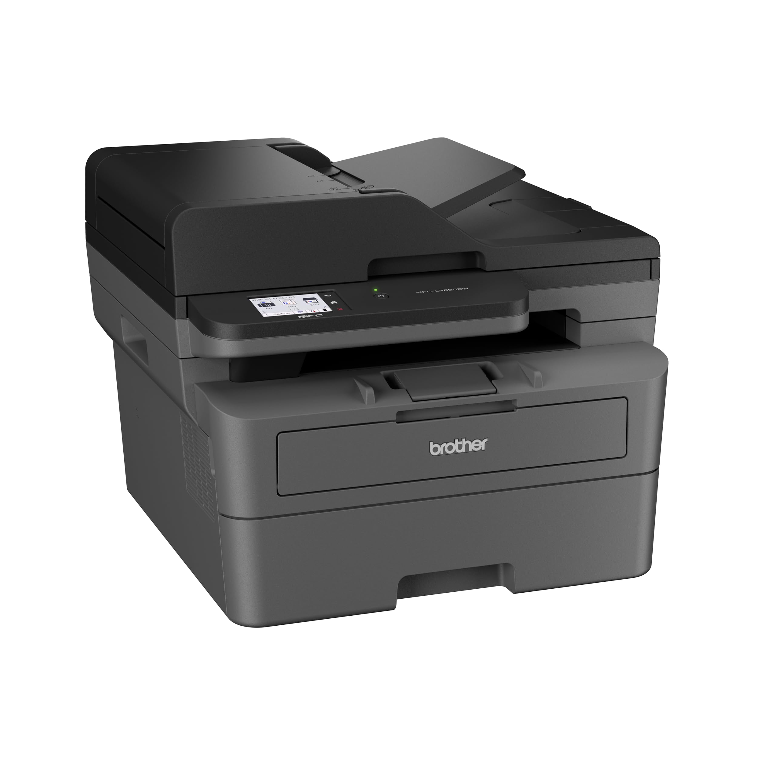 Brother MFC-L2860DWE 4-in-1-Multifunktions-Laserdrucker, 34 ppm, Duplexdruck, 6,8 cm Touchscreen-Farbdisplay, Fast Ethernet, WLAN mit 5 GHz und USB 2.0