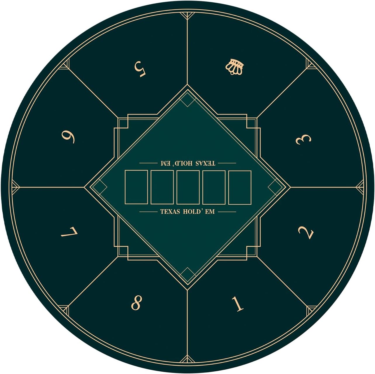 nuveti 24/31/47/55/63inch Round Poker Mat for Texas Holdem | Portable Poker Table Top with Art Deco Layout Print 6-8 Player Game Layout Mat to Play Cards, Poker Games, Blackjack, Casino 47''x 47''-yuanxingtuan1 47''X 47''X 2MM