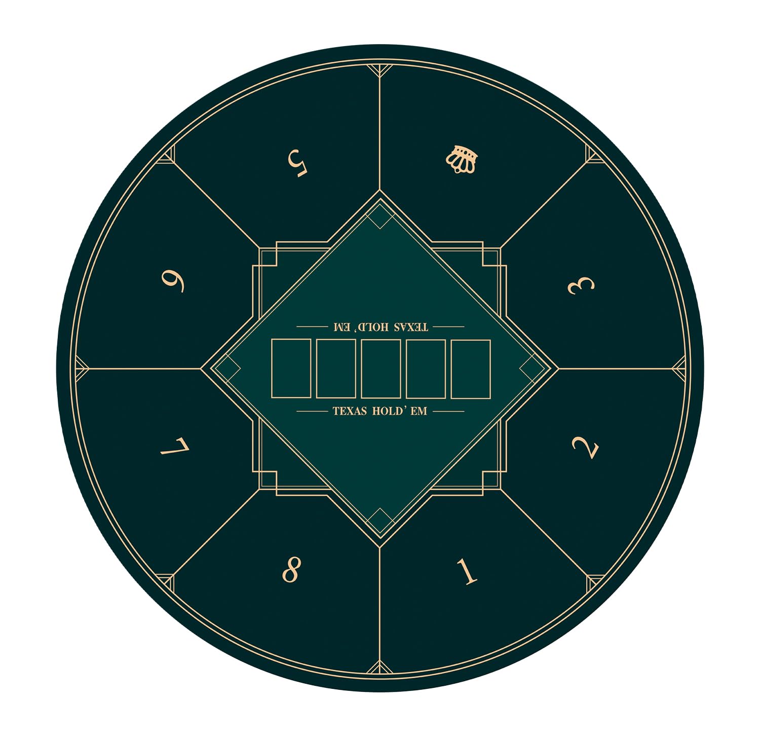 nuveti 24/31/39/47/55/63inch Round Poker Mat for Texas Holdem | Portable Poker Table Top with Art Deco Layout Print 6-8 Player Game Layout Mat to Play Cards, Poker Games, Blackjack, Casino