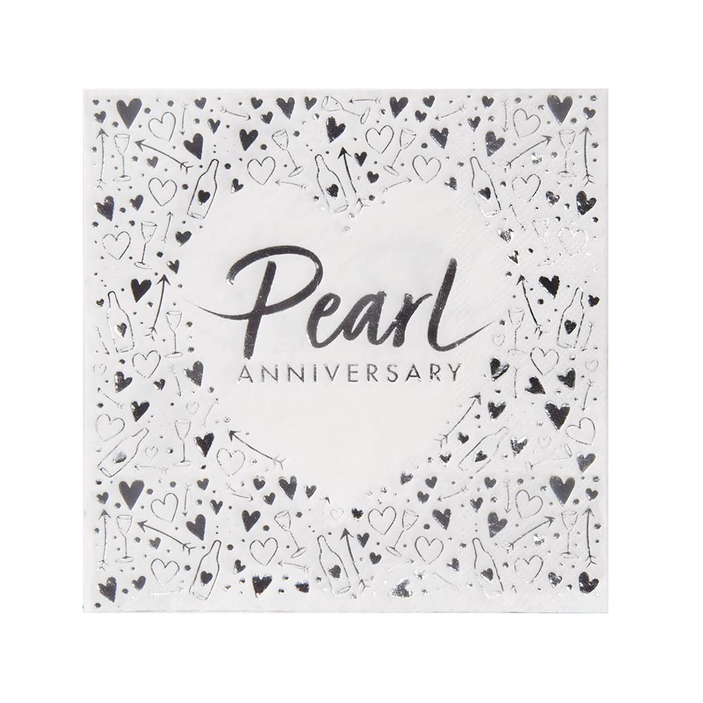 Pearl 30th Anniversary Napkins Wedding Anniversary Party Serviettes Foil Finish