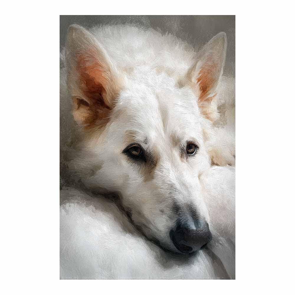 ZAMAEIU Canvas Print Wall Art Whites German Shepherd Abstract Dog Animal Paintings, Suitable for living room, bedroom, for Kids Room Decoretc.(white)-80x120cm Unframed