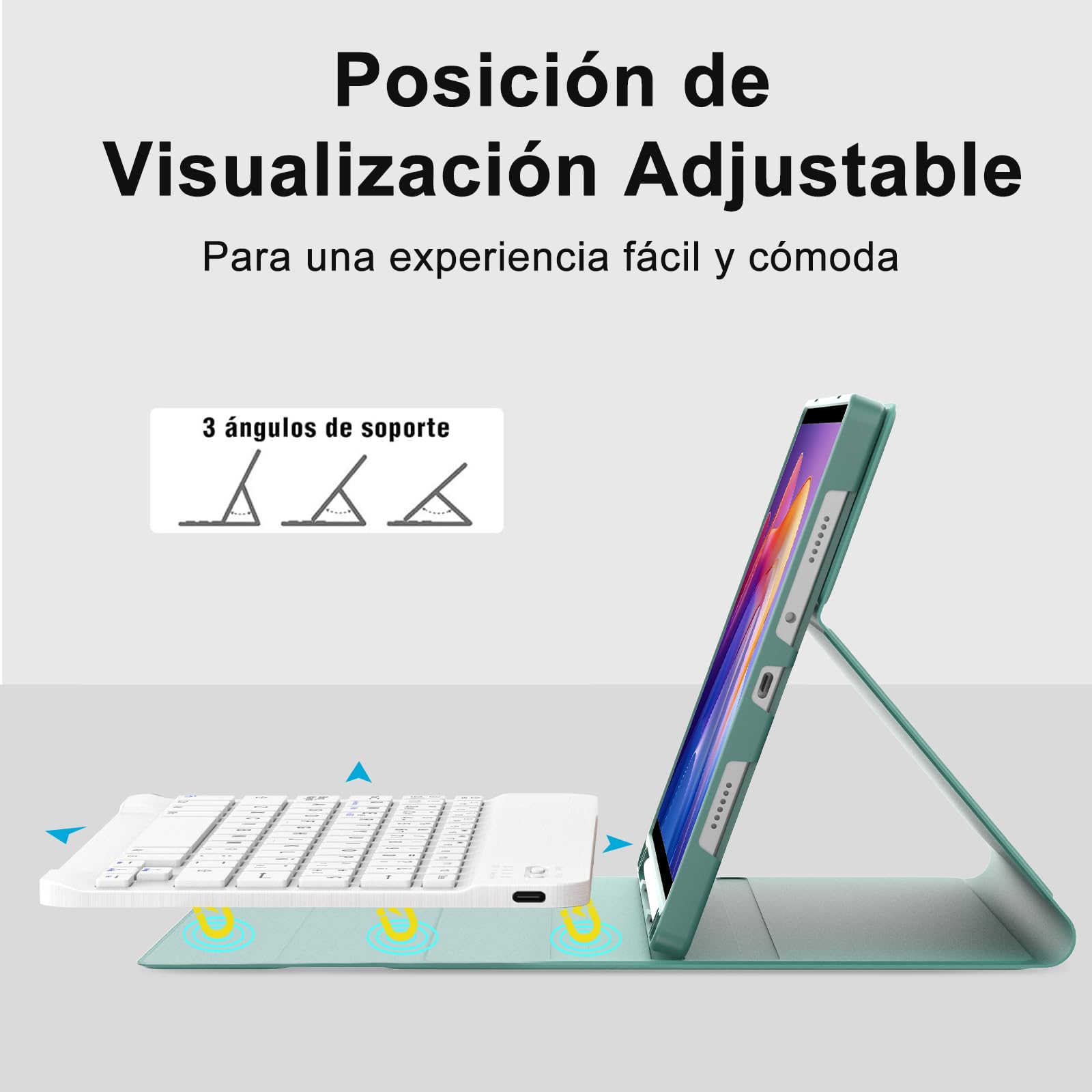 FOGARI Teclado para Redmi Pad 2 11" 2025, Funda para Xiaomi Redmi Pad 2 con Español Ñ Teclado Bluetooth Magnético Desmontable para Tablet Redmi Pad 2 11" 2025, Verde Oscuro