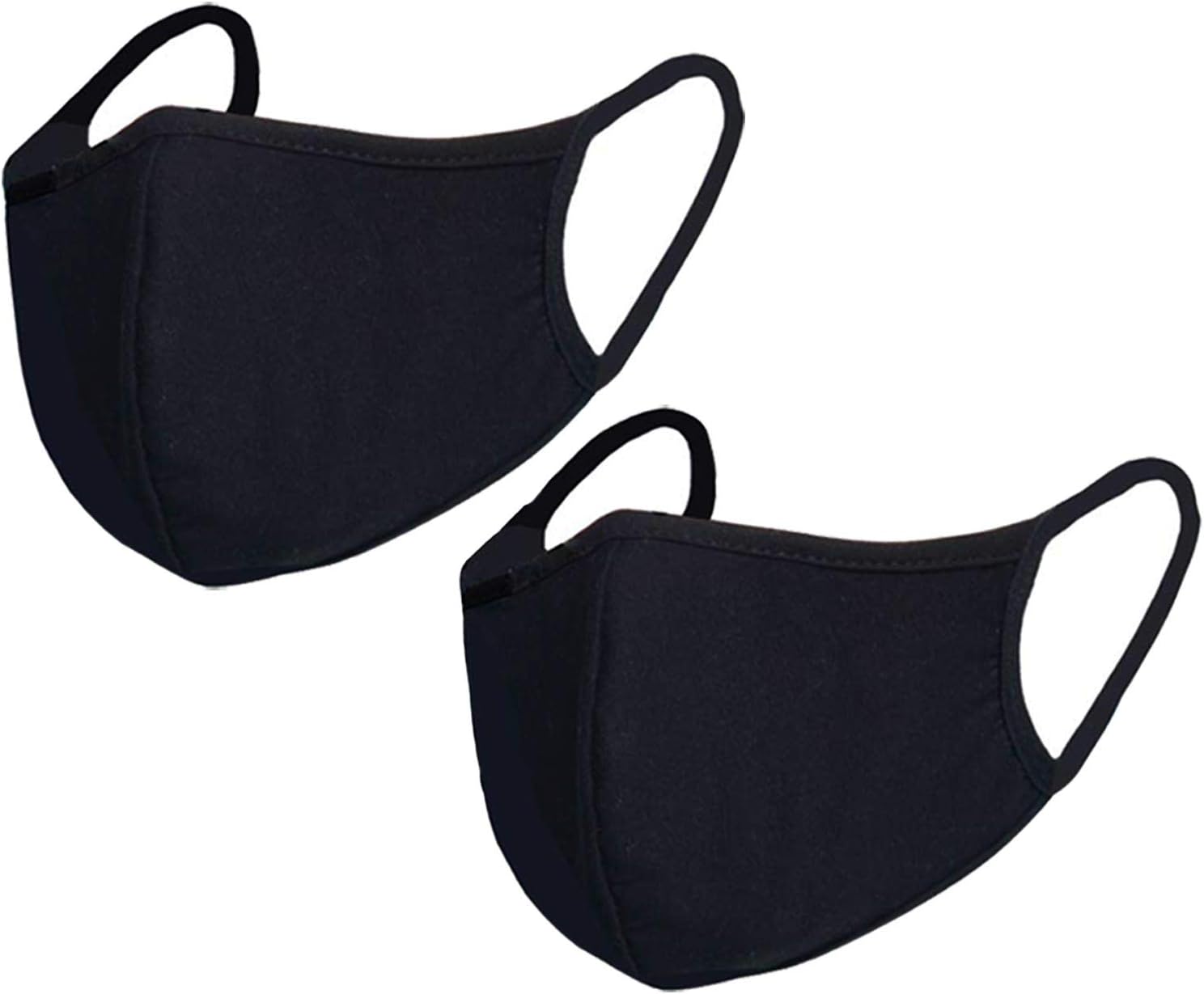 2pcs/Pack Black Mask Windproof Dustproof Masks Breathable Reusable Washed for Outdoor Sport Half Face Earloop Cotton Masks