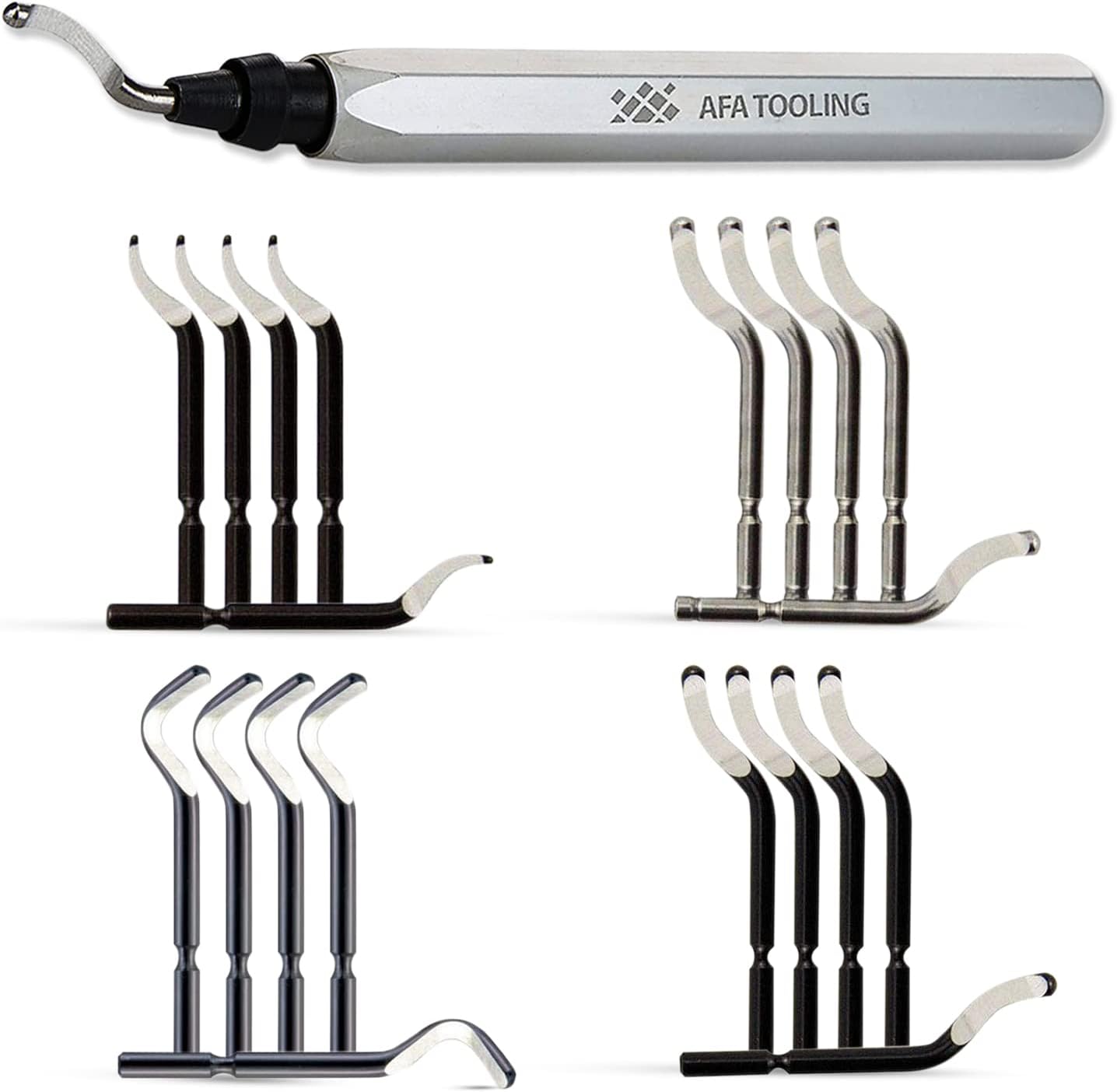 AFA Tooling Approved for Automotive - Deburring Tool with 5 BS1010, 5 BS1018, 5 BK3010, 5 BS3010 - HSS Blades Metal, Resin, PVC, 3D Printed Plastic Edges