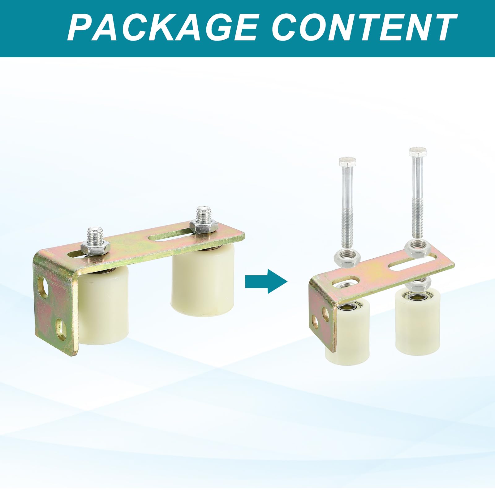 PATIKIL 2" X 1.8" Rullo Guida Per Cancello Scorrevole, 1 Set Kit Hardware Regolabile Per Cancello Scorrevole Pesante Con Staffa A L Bianco